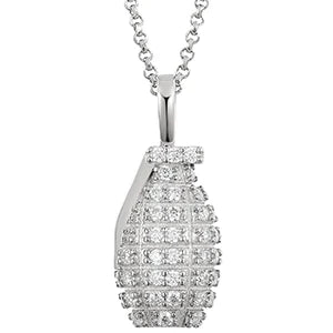 Hip hop Hand Grenade Gun Bullet Pendant 925 Sterling Silver Moissanite Diamond Hipster Man/Woman Bomb Necklaces