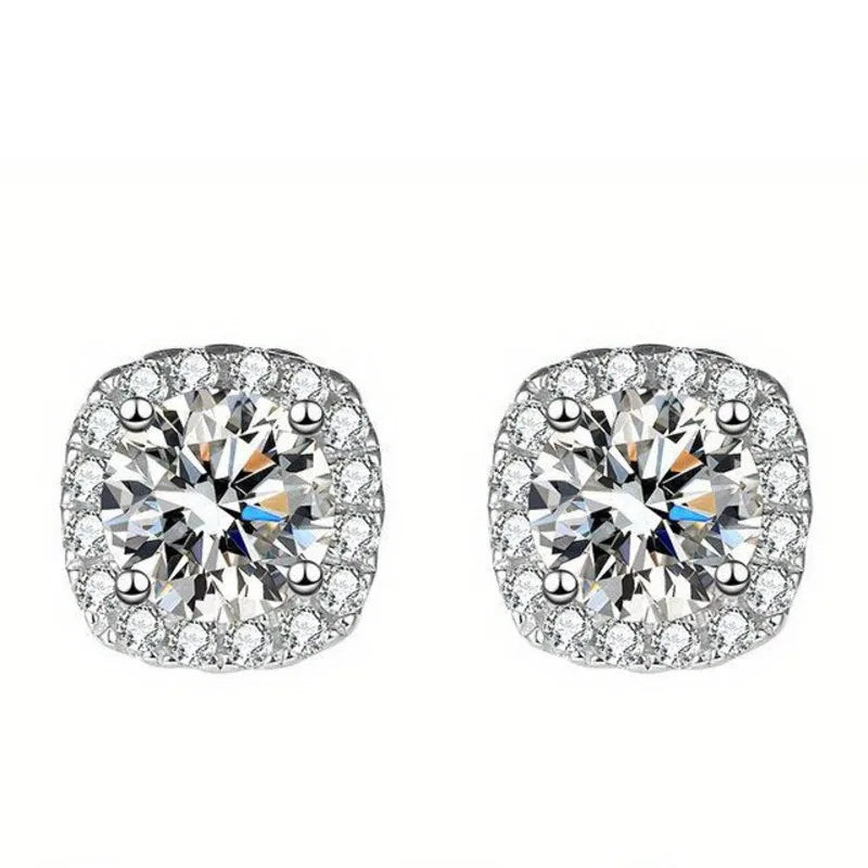 Ola Luxury Moissanite Stud Earrings For Women/Men 100% 925 Sterling Silver Earrings D Color Moissanite Certified By GRA