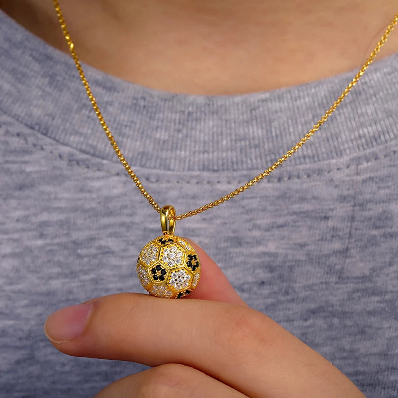 Exquisite Sport Football Pendant Necklace 925 Sterling Silver With Moissanite Diamond Iced Out Fine Jewelry Accept Dropshipping