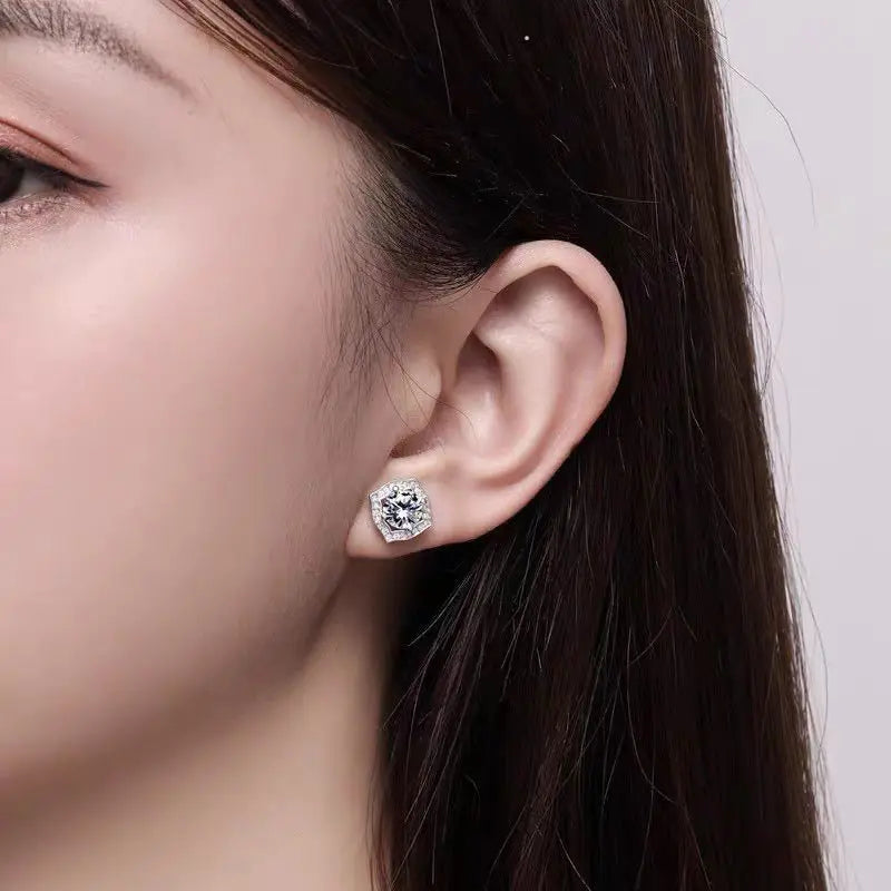 NEW 100% 925 Sterling Silver D VVS1 Pass Diamond Tester Pen Moissanite Stud Earrings For Women/Men Certified By GRA