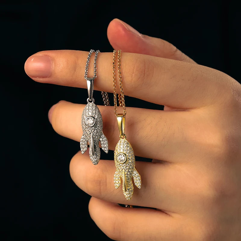 Top Quality 100% 925 Sterling Silver Whale Moissanite Pendant Iced Out Bling Necklace For Women/Men Hip Hop Fine Jewelry Party Gifts