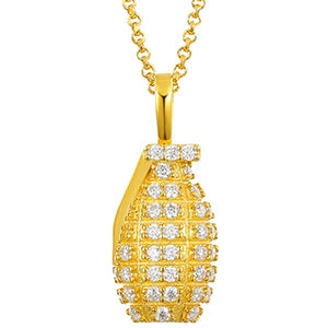 Hip hop Hand Grenade Gun Bullet Pendant 925 Sterling Silver Moissanite Diamond Hipster Man/Woman Bomb Necklaces