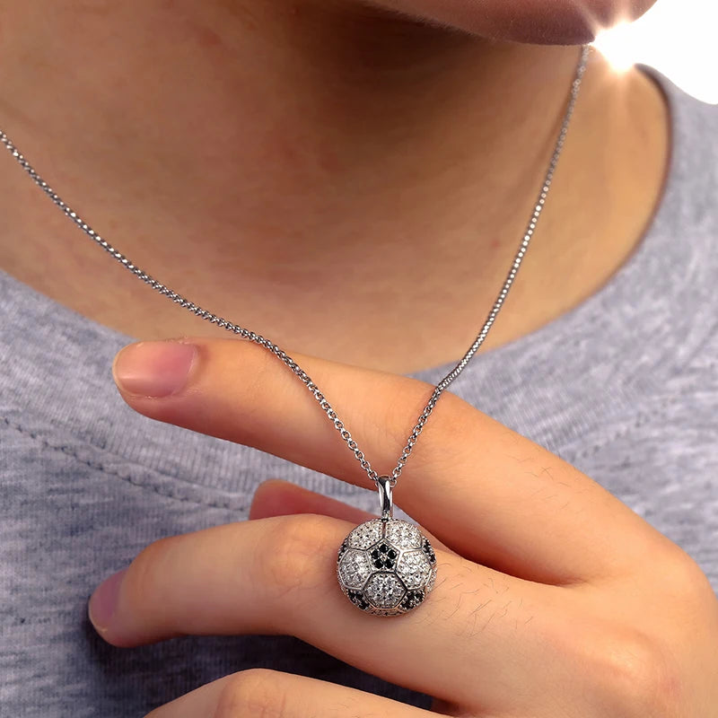 Exquisite Sport Football Pendant Necklace 925 Sterling Silver With Moissanite Diamond Iced Out Fine Jewelry Accept Dropshipping