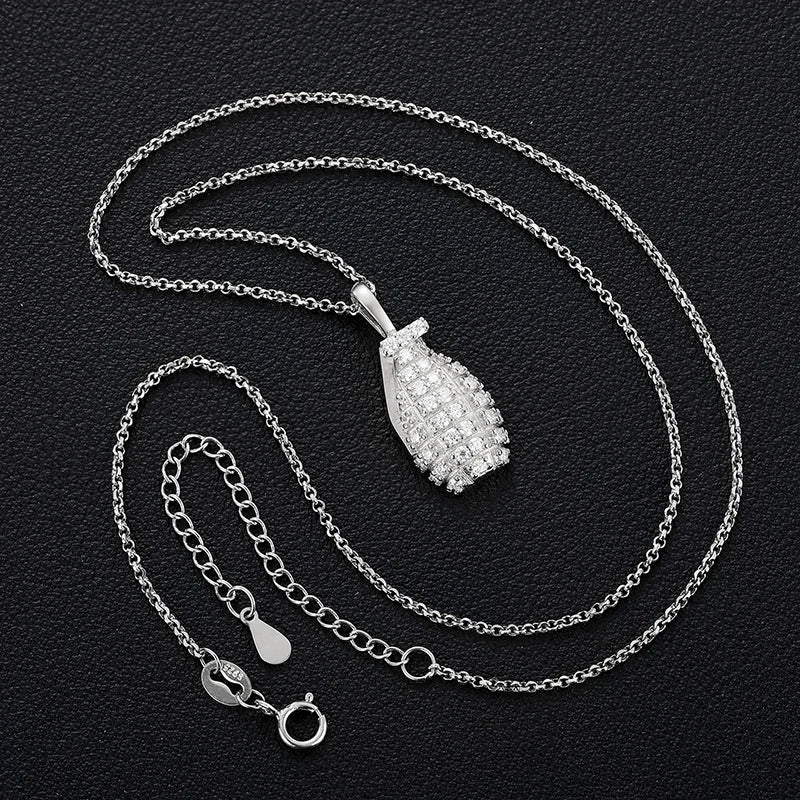Hip hop Hand Grenade Gun Bullet Pendant 925 Sterling Silver Moissanite Diamond Hipster Man/Woman Bomb Necklaces