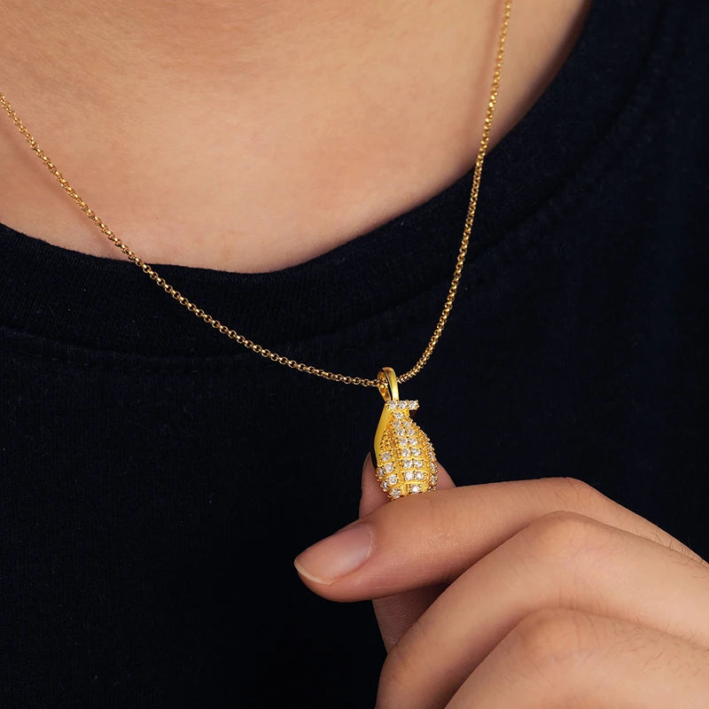 Hip hop Hand Grenade Gun Bullet Pendant 925 Sterling Silver Moissanite Diamond Hipster Man/Woman Bomb Necklaces