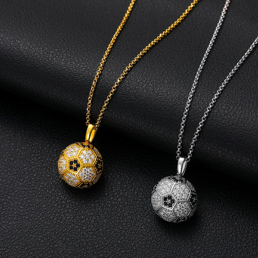 Exquisite Sport Football Pendant Necklace 925 Sterling Silver With Moissanite Diamond Iced Out Fine Jewelry Accept Dropshipping