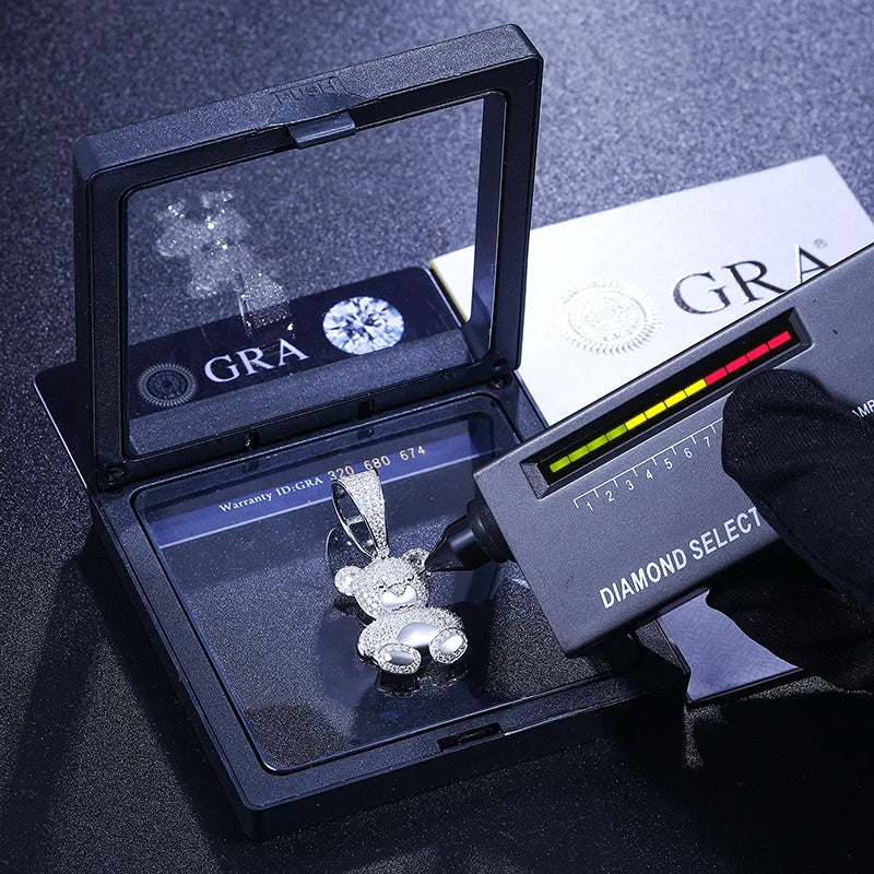 Exquisite Moissanite Fashion Bear Pendant Necklace Lovely Animal Bear Pendant For Men/Women Birthday Party Anniversary Gift Jewelry