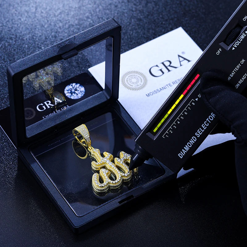 Moissanite Sparkling Islam Muslim Rune Pattern Pendant Allah Religious Necklace 925 Sterling Silver Men's Hip Hop Jewelry Gifts