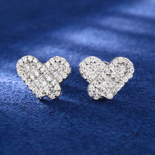 Original Design Full D VVS Moissanite Heart Stud Earrings for Women Men 925 Sterling Silver Exquisite Daily Wedding Jewelry Gift