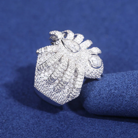 New S925 Iced Out Domineering Spider Animal Moissainte Ring For Men Sterling Silver Hip Hop Shining Party Jewelry Christmas Gift