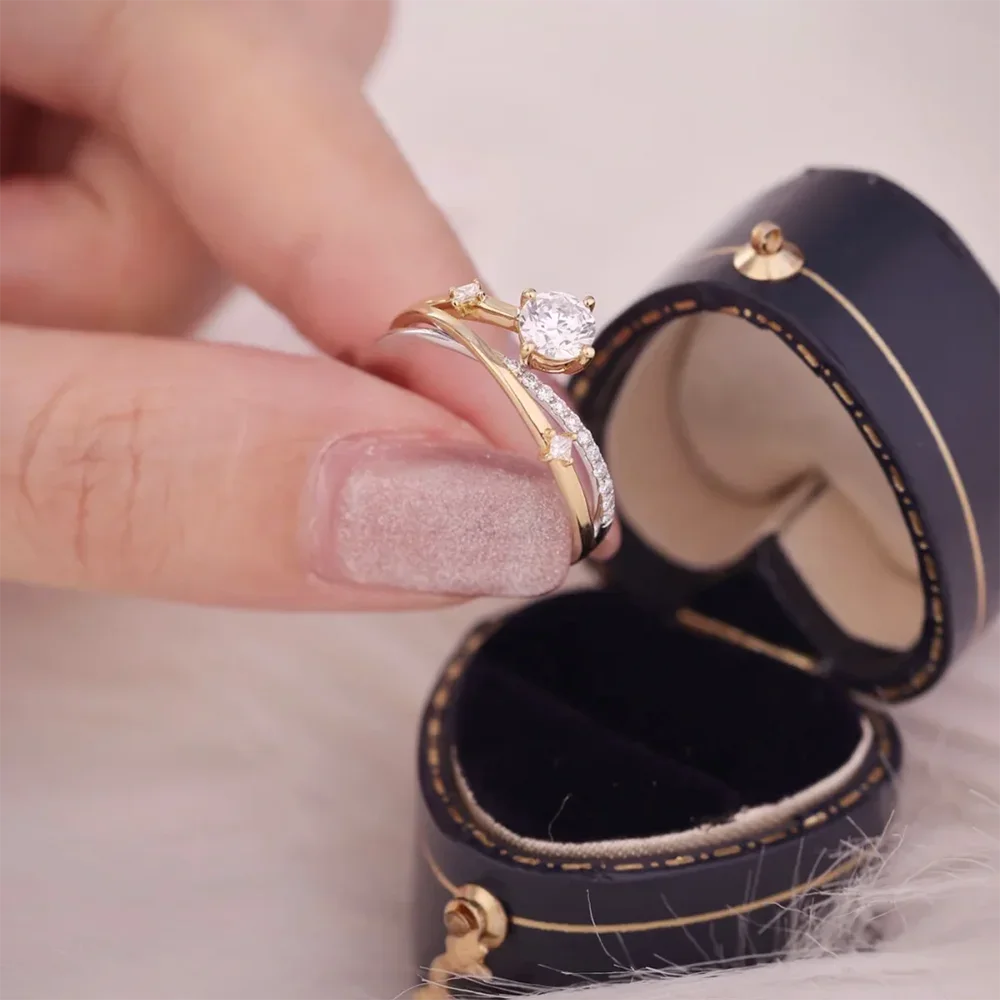 1Carat Real Moissanite Diamond Engagement rings With Certificate S925 Silver Shooting Star Wedding Ring for Women Fine Jewelry