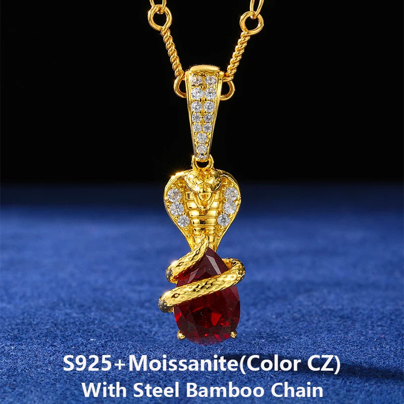 New Design D VVS Moissanite Cobra Snake Pendant Necklace for Woman/Man Silver 925 Color Water Drop Cut Chain Jewelry Accessories