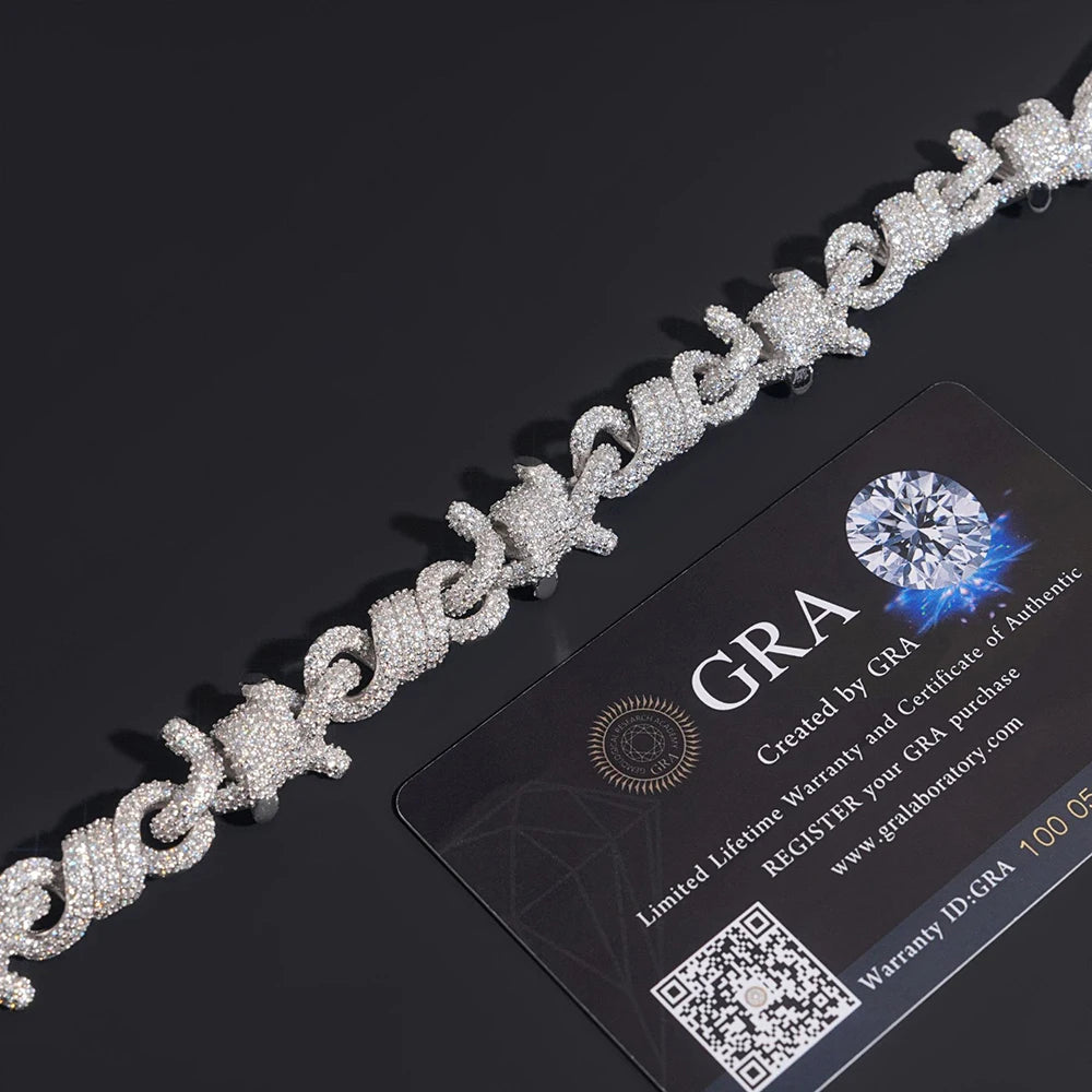 15mm Rope 8 Moissanite Cuban Chain S925 Silver For Women Men Iced Out Chain Hip Hop Jewelry Pass Diamonds Tester With GRA Free S