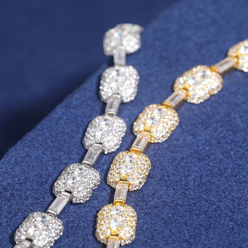 New Orginal S925 Moissanite 7mm Iced Out Chain Bracelet For Women Link Chain Wristband Men Hip Hop Jewelry Sterling Silver Gifts