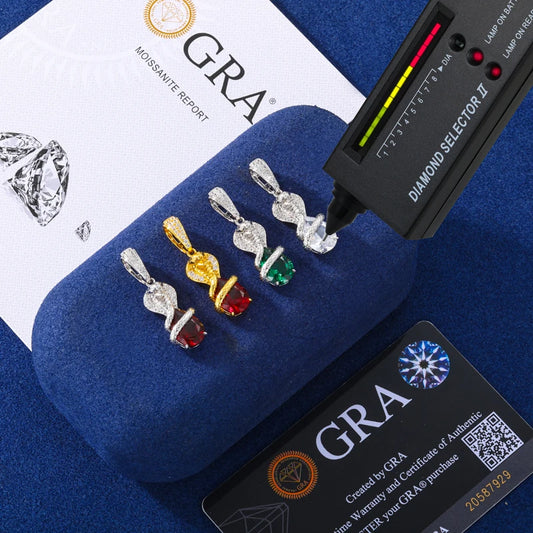 New Design D VVS Moissanite Cobra Snake Pendant Necklace for Woman/Man Silver 925 Color Water Drop Cut Chain Jewelry Accessories