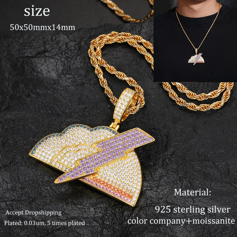 Men S925 Trust No one Pendant Necklace Iced Out Moissanite Gold Silver Color Charm Hip Hop, Fine Jewelry, Gift, Party.