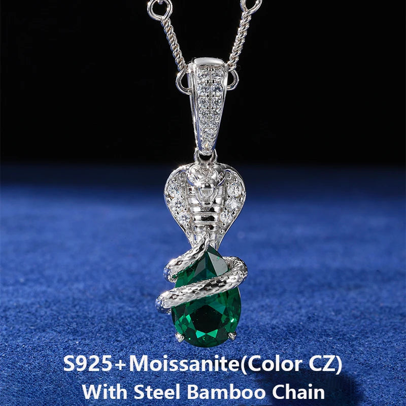 New Design D VVS Moissanite Cobra Snake Pendant Necklace for Woman/Man Silver 925 Color Water Drop Cut Chain Jewelry Accessories