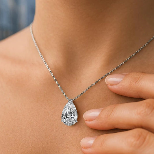 1/2/3/4CT Water Drop Moissanite Pendant Necklace for Women  Certified 925 Silver Pear Cut Solitaire Diamond Pendant Neckchain