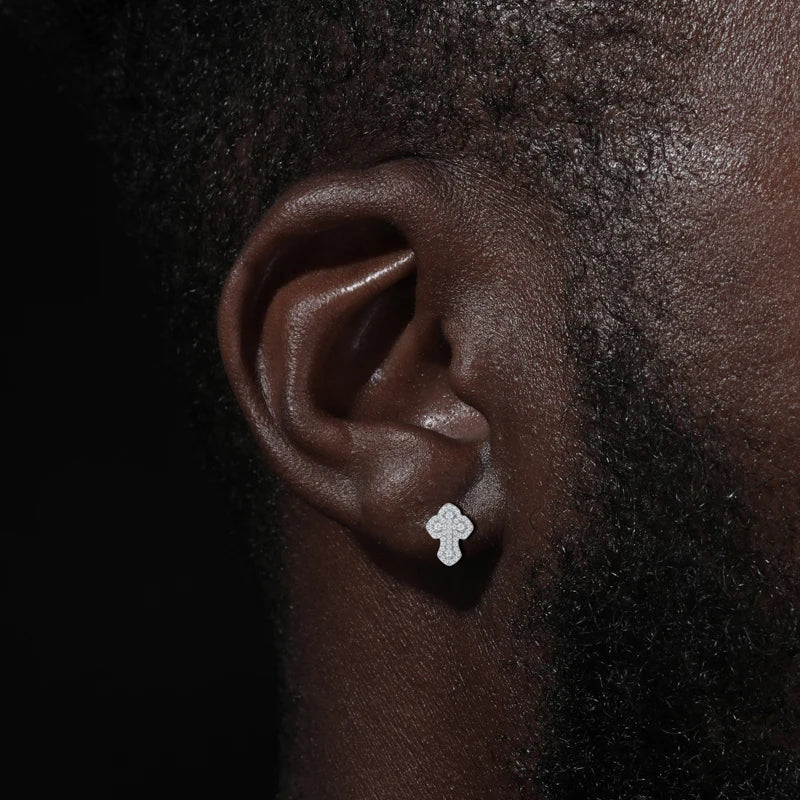 High Quality D VVS Moissanite Religious Cross Stud Earrings For Women Men 100% 925 Sterling Silver Hip Hop Wedding Party Jewelry