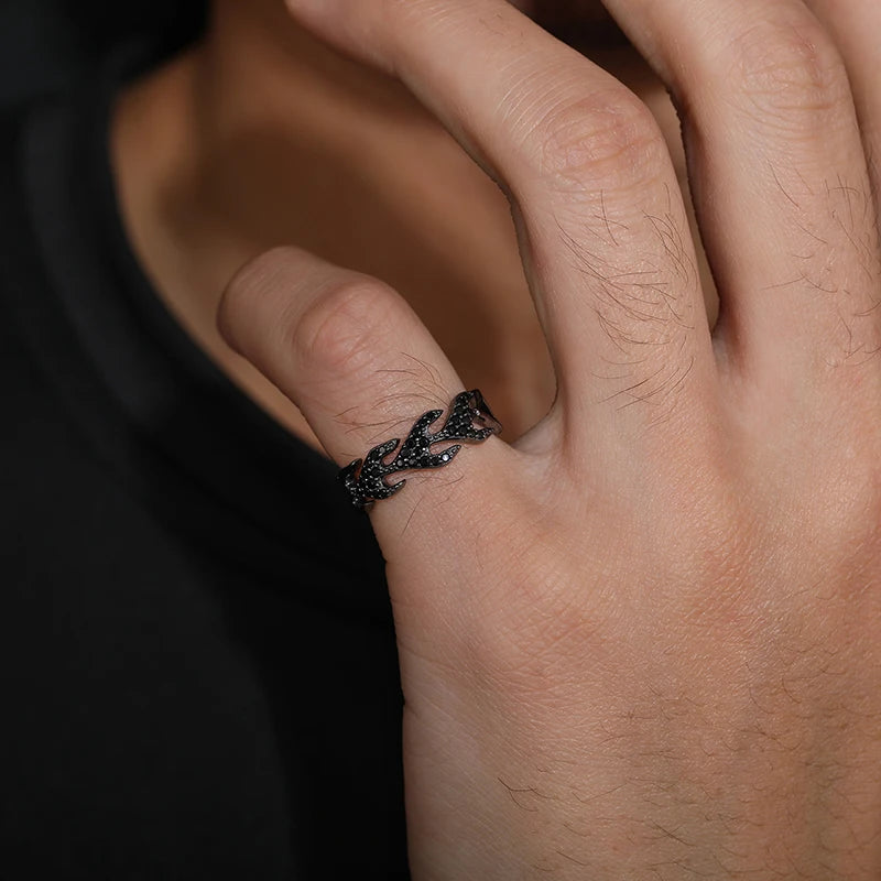 Black Vintage Black Moissanite Thorns Rings 925 Sterling Silver for Men Women Couple Fashion Party Jewelry Passed Diamond Test