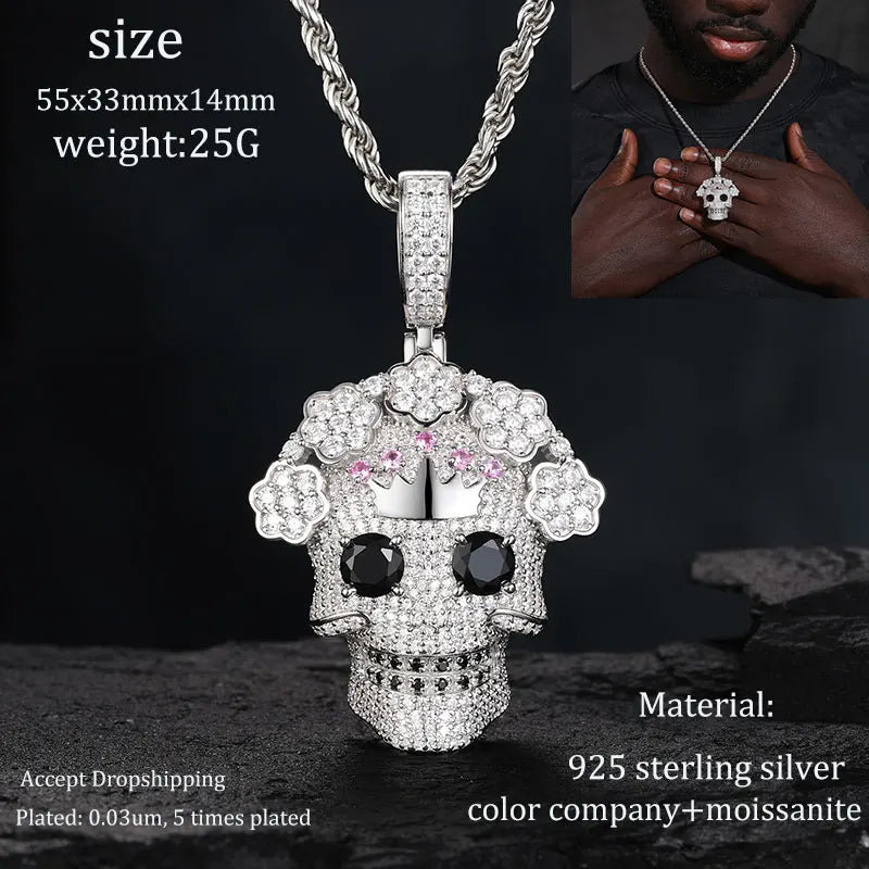 Men S925 Trust No one Pendant Necklace Iced Out Moissanite Gold Silver Color Charm Hip Hop, Fine Jewelry, Gift, Party.