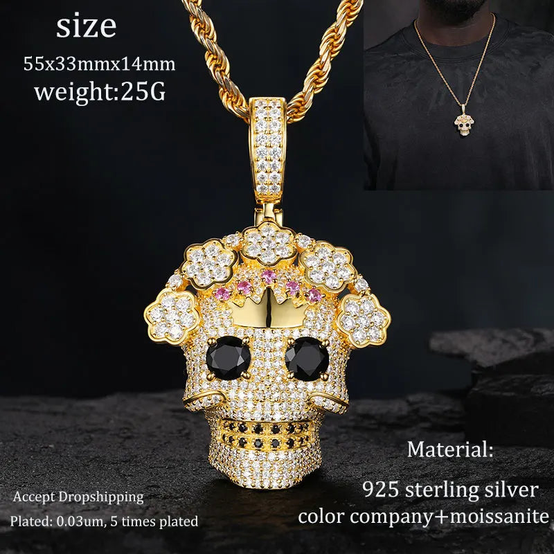 Men S925 Trust No one Pendant Necklace Iced Out Moissanite Gold Silver Color Charm Hip Hop, Fine Jewelry, Gift, Party.
