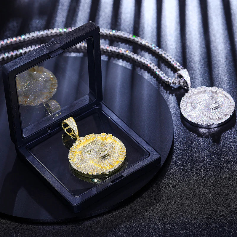 Full Of Moissanite Personality Animal Goat Head Necklace Pendant Men Women 925 Sterling Silver Iced Out Hip Hop Party Jewelry