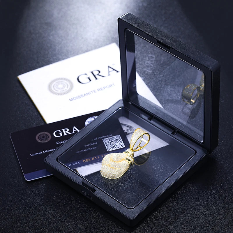 Luxury Moissanite Boxing Gloves Pendant Necklace 925 Sterling Silver Iced Out Full Moissanite Diamond Men's Hip Hop Rock Jewelry