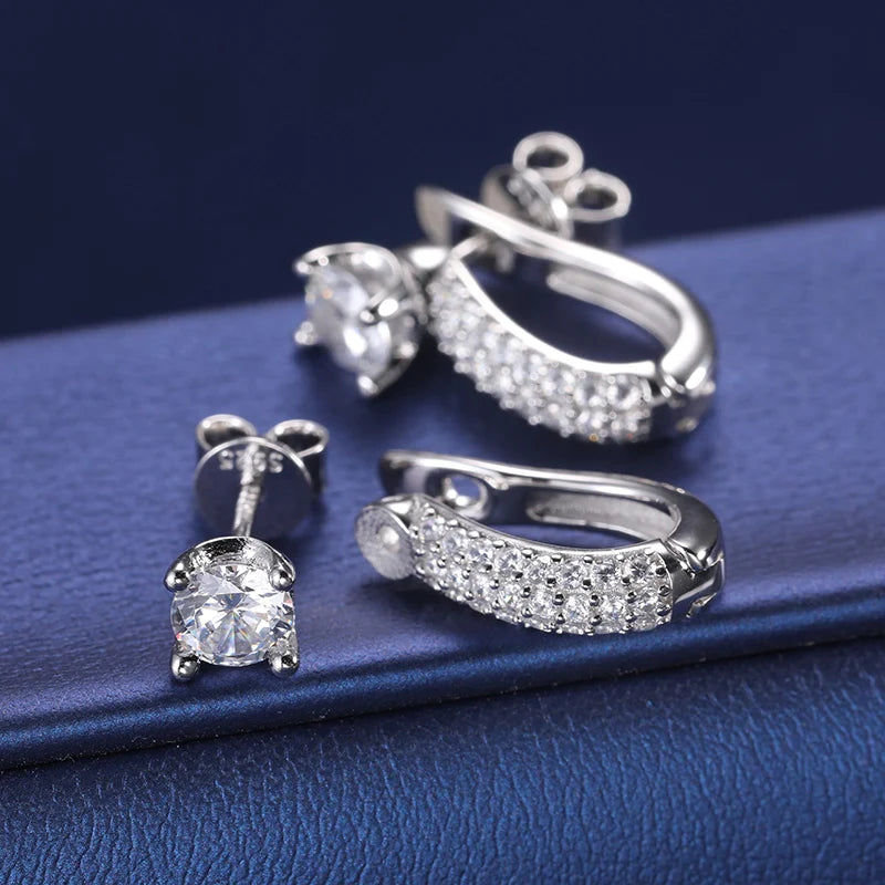 New S925 5mm D Color Moissanite Stud Earrings For Women Real 925 Silver Piercing Jewelry Detachable Dual Purpose Christmas Gifts