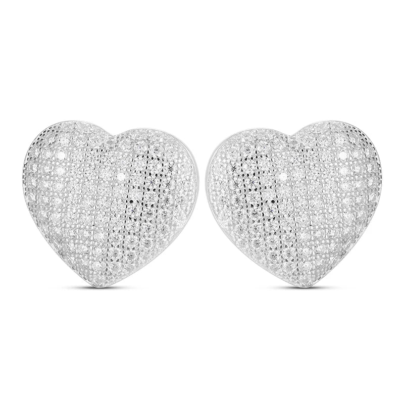 Luxury Certified Moissanite Diamond Heart Stud Earrings  925 Sterling Silver Wedding Party Ears Accessories Jewelry
