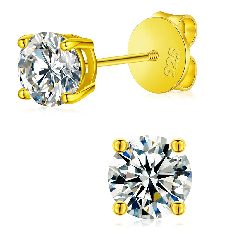 D Color Moissanite Stud Earrings For Women/Men Top Quality 100% 925 Sterling Silver Sparkling Wedding Jewelry Shining Ear Accessory
