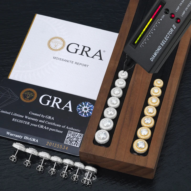 0.2-1.6CT Iced Out Moissanite Halo Stud Earrings For Men/Women GRA Certified 100% 925 Silver Daily Round Earrings Jewelry Gifts, Party, Lifestyle.