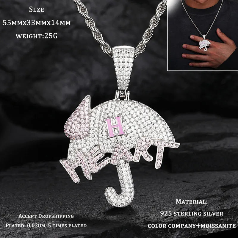 Men S925 Trust No one Pendant Necklace Iced Out Moissanite Gold Silver Color Charm Hip Hop, Fine Jewelry, Gift, Party.