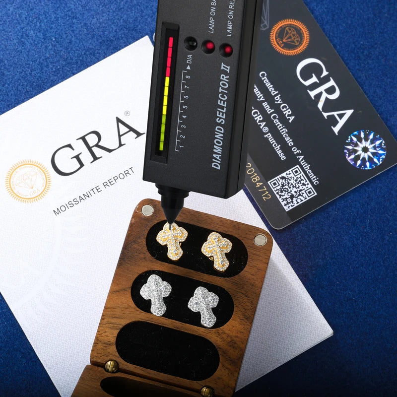 High Quality D VVS Moissanite Religious Cross Stud Earrings For Women Men 100% 925 Sterling Silver Hip Hop Wedding Party Jewelry