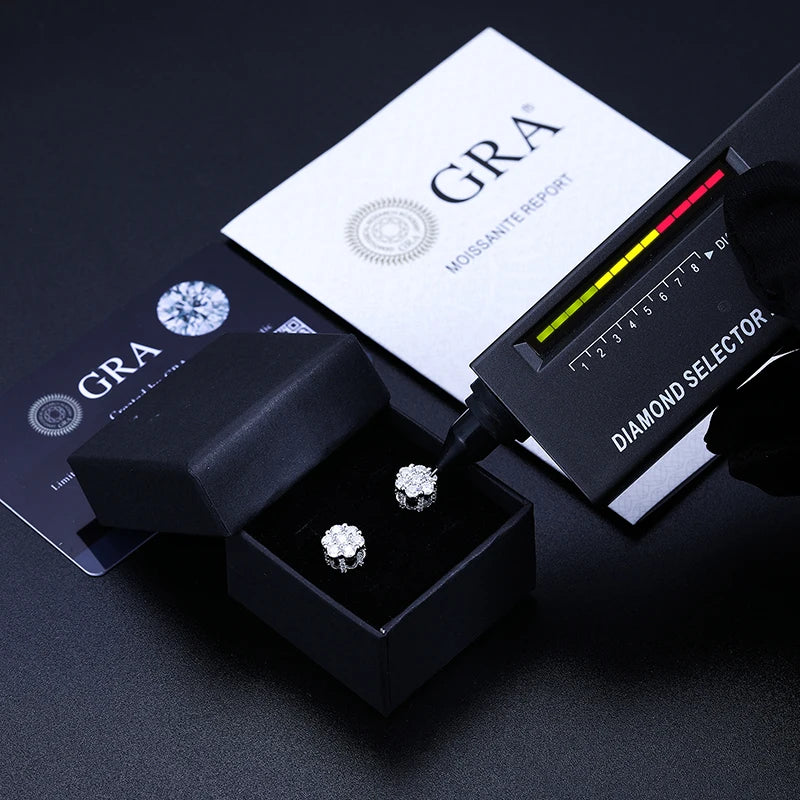 925 Sterling Silver Rock Hip Hop Iced Out Stud Earring For Men Male Ice Stud Moissanite Piercing Ear Accessories Hip Hop Trendy