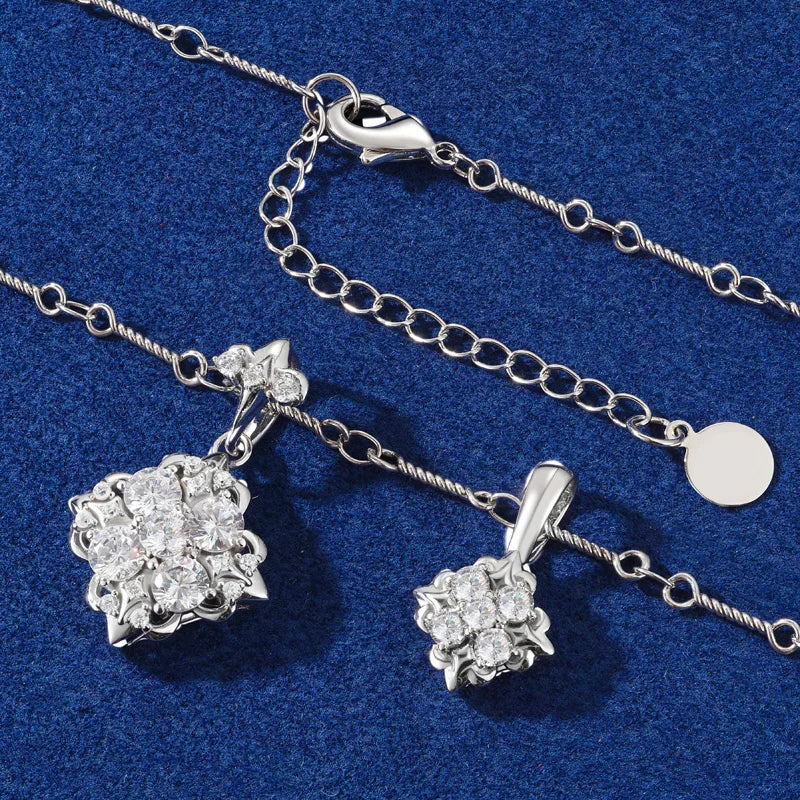 New Trend Original 925 Sterling Silver Twin Iris Pendant Necklaces D VVS1 Moissanite Charm Necklace Fine Jewelry for Women Men
