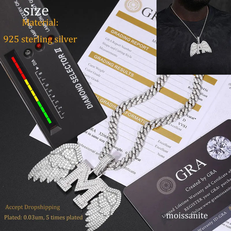 Men S925 Trust No one Pendant Necklace Iced Out Moissanite Gold Silver Color Charm Hip Hop, Fine Jewelry, Gift, Party.