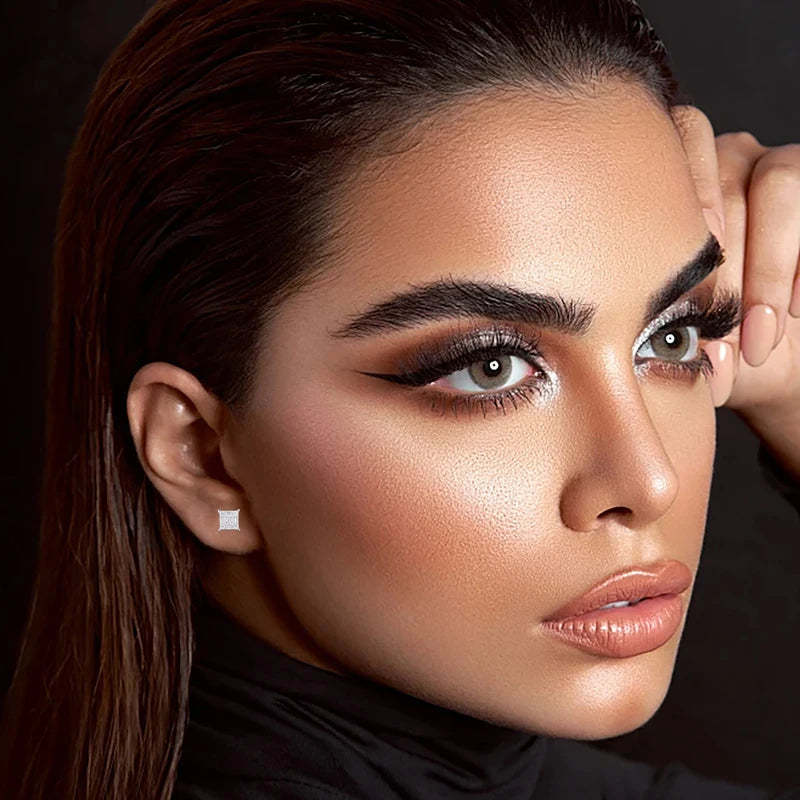 New Certified Baguettes Cut Moissanite Stud Earrings S925 Sterling Silver Geometric Earring for Men Women Pass Tester Jewelry