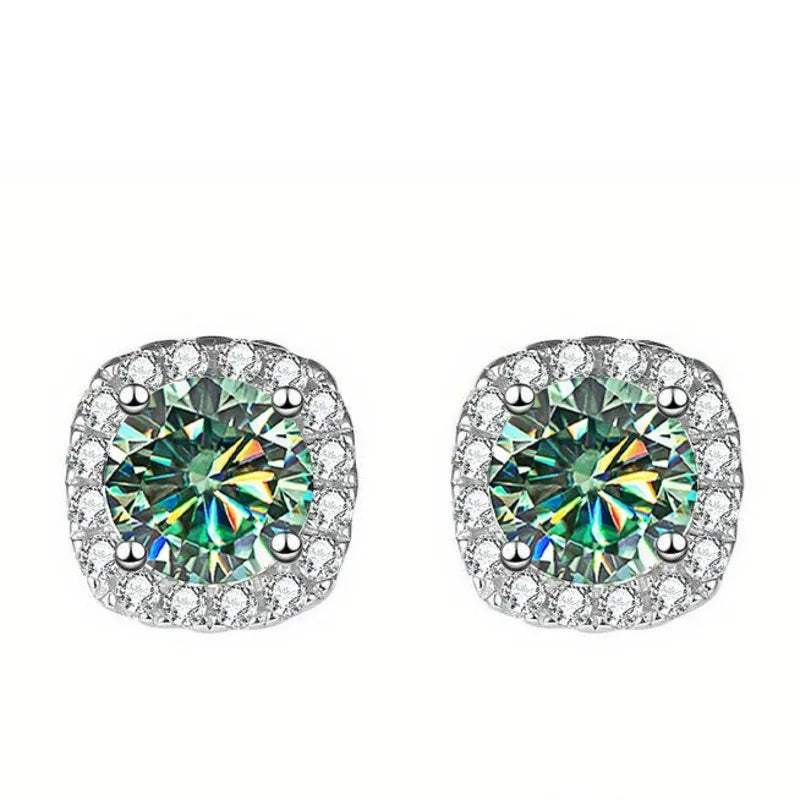 Ola Luxury Moissanite Stud Earrings For Women/Men 100% 925 Sterling Silver Earrings D Color Moissanite Certified By GRA