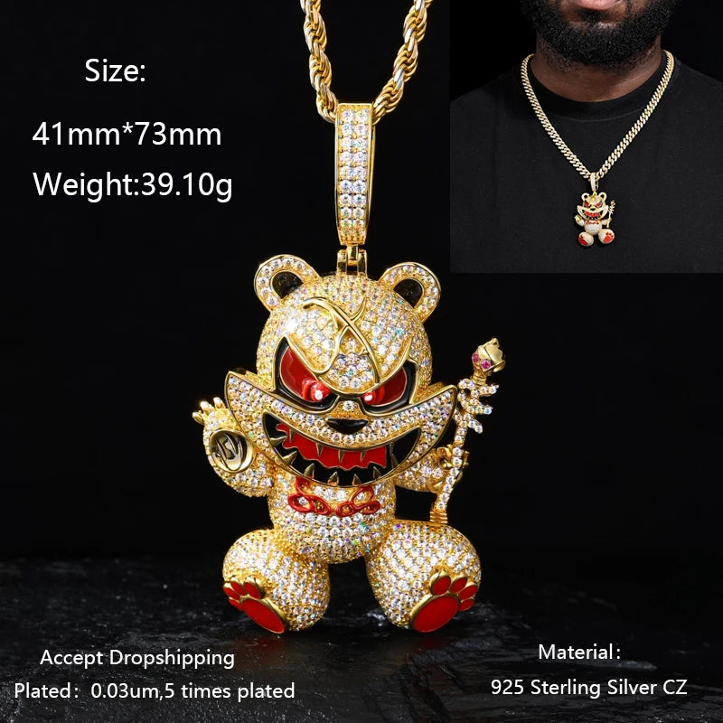 Men S925 Trust No one Pendant Necklace Iced Out Moissanite Gold Silver Color Charm Hip Hop, Fine Jewelry, Gift, Party.