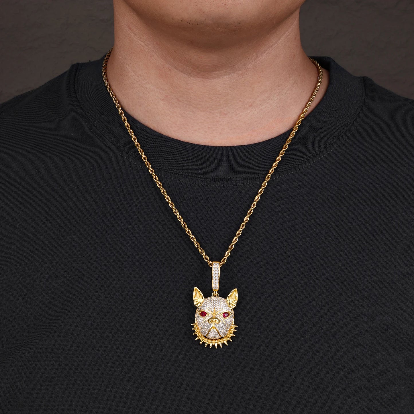 Hip Hop Cartoon French Bulldog Pendant Necklace 925 Sterling Silver Iced Out Moissanite Jewelry Animal Charm Gift for Women Men