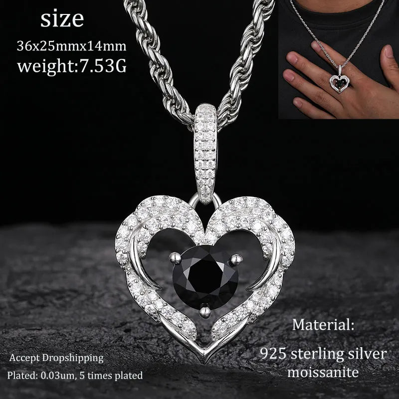 Men S925 Trust No one Pendant Necklace Iced Out Moissanite Gold Silver Color Charm Hip Hop, Fine Jewelry, Gift, Party.