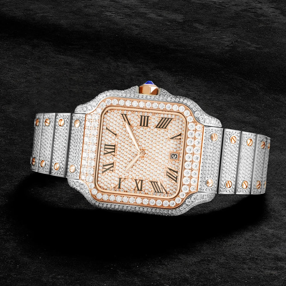 Unique Wrist Watch From Gezfeel Pass Diamond Tester Hip Hop Iced Out Automatic Jewelry Watch Luxury Stainless Steel Mechanical Buss Down VVS Moissanite Watch