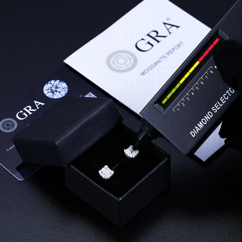 2025 Fashion Trendy Moissanite Square Stud Earring For Women 925 Sterling Silver Wedding Cute Earing Party Wholesale Jewelry