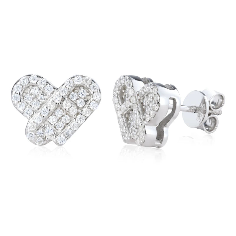 Original Design Full D VVS Moissanite Heart Stud Earrings for Women Men 925 Sterling Silver Exquisite Daily Wedding Jewelry Gift