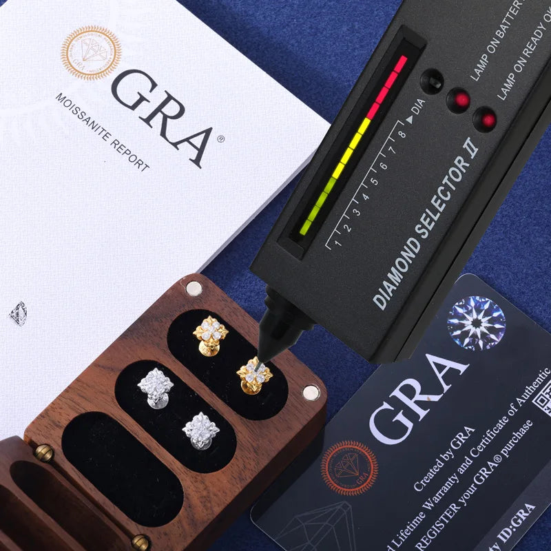 Bling Iced Out Moissanite Iris Stud Earrings For Women Men 925 Sterling Silver 18K Gold Plated Elegant Flower Earrings Jewelry