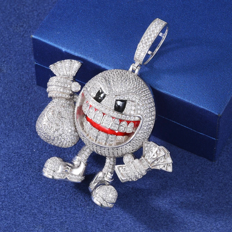 High Quality MoneyBag Pendant Necklace Moissanite Iced Out HipHop Bling Jewelry For Men/Women 925 Sterling Silver Trendy Pendant