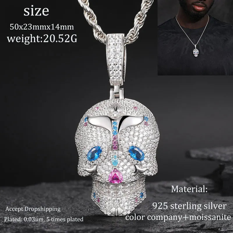 Men S925 Trust No one Pendant Necklace Iced Out Moissanite Gold Silver Color Charm Hip Hop, Fine Jewelry, Gift, Party.