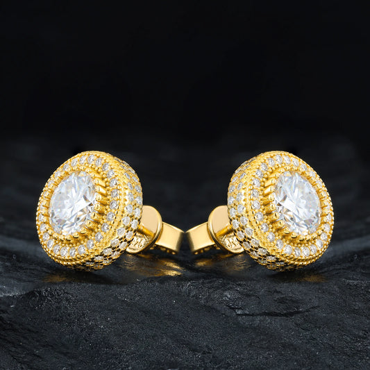 0.2-1.6CT Iced Out Moissanite Halo Stud Earrings For Men/Women GRA Certified 100% 925 Silver Daily Round Earrings Jewelry Gifts, Party, Lifestyle.