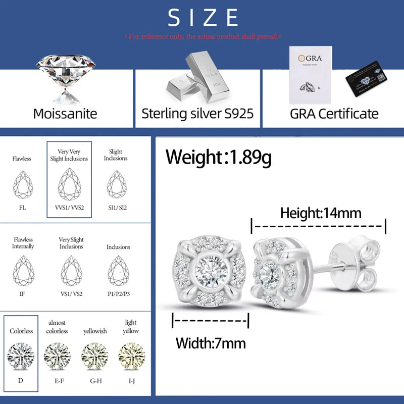 S925 Full Moissanite Dragon Claw Stud Earrings For Women Men Hiphop Fine Jewelry Earings 100% 925 Sterling Silver Sparkling Gift